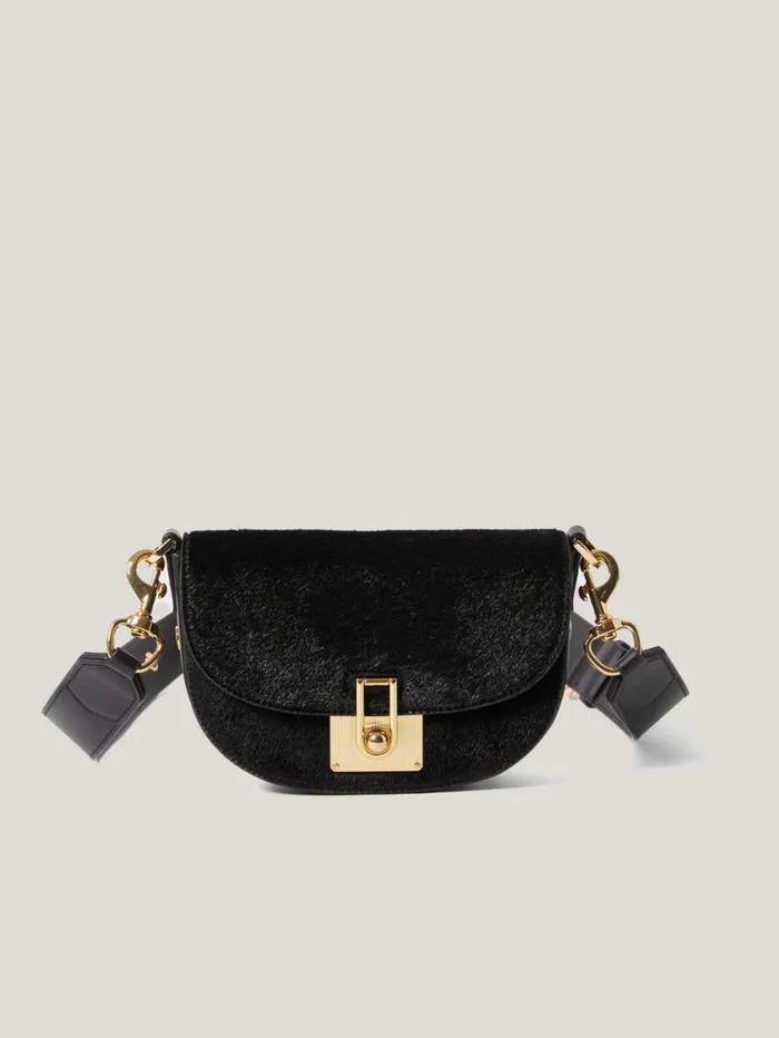 Jigsaw Calf Hair Denbigh Crossbody Black Women Bags