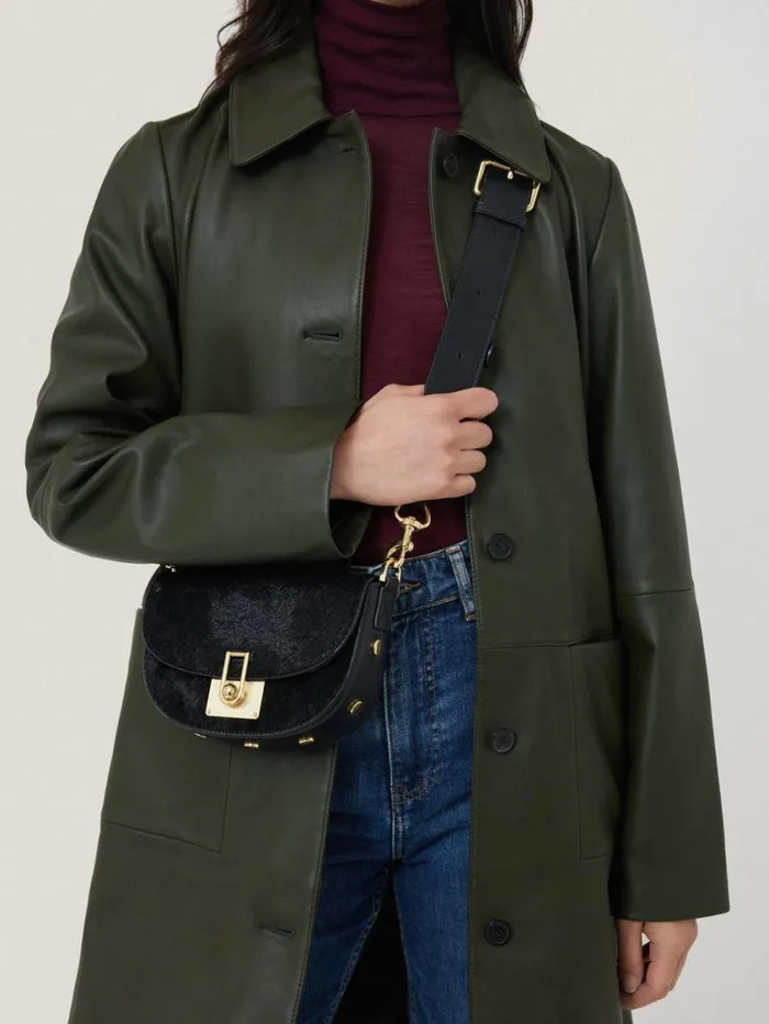 Jigsaw Calf Hair Denbigh Crossbody Black Women Bags
