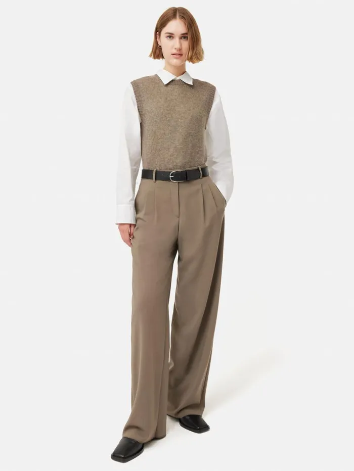 Jigsaw Cashmere Crew Neck Tank Brown Women Knitwear and Cashmere