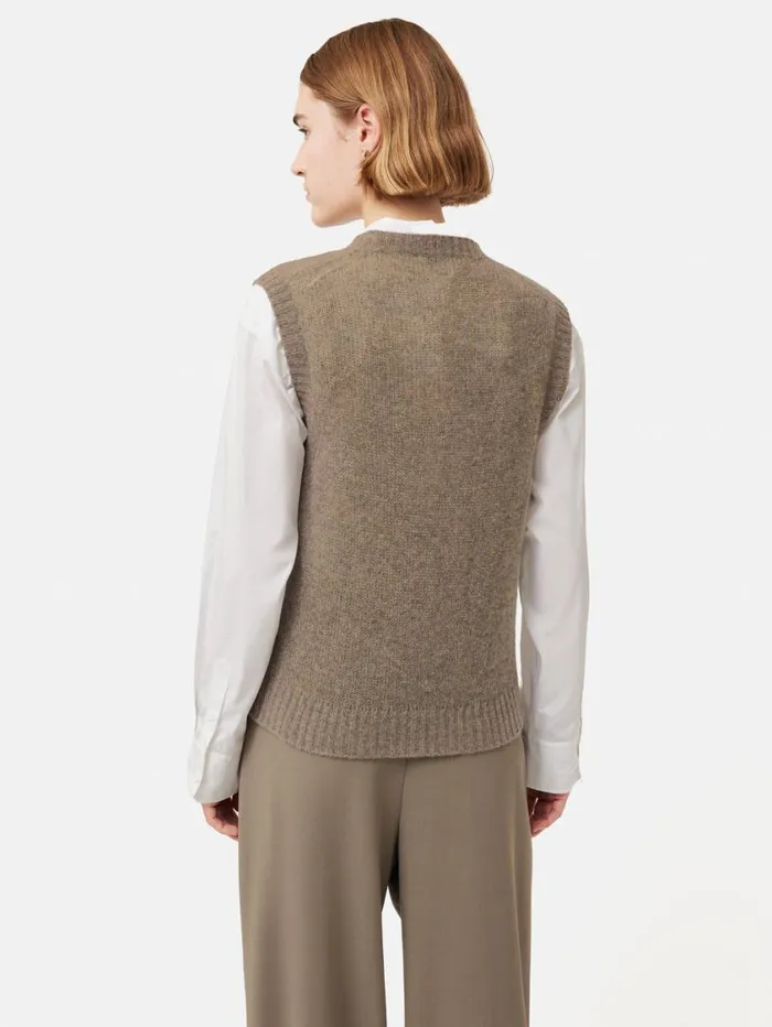 Jigsaw Cashmere Crew Neck Tank Brown Women Knitwear and Cashmere