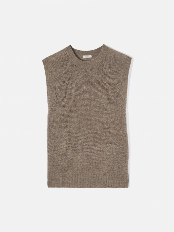 Jigsaw Cashmere Crew Neck Tank Brown Women Knitwear and Cashmere