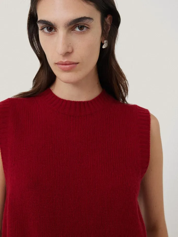 Jigsaw Cashmere Crew Neck Tank Red Women Knitwear and Cashmere