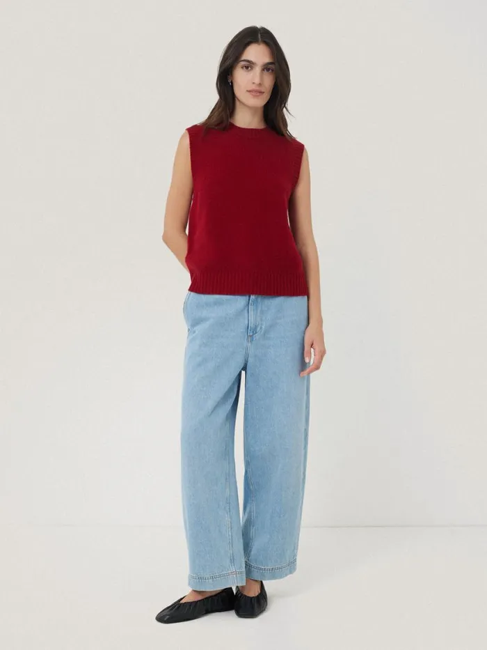 Jigsaw Cashmere Crew Neck Tank Red Women Knitwear and Cashmere
