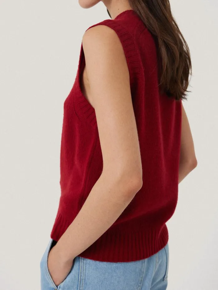 Jigsaw Cashmere Crew Neck Tank Red Women Knitwear and Cashmere