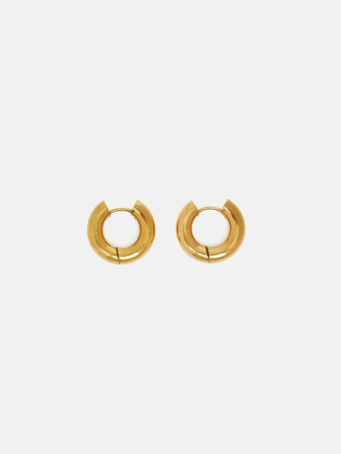 Jigsaw Chubby Hoop Earrings Gold Women Party