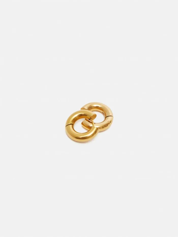 Jigsaw Chubby Hoop Earrings Gold Women Party