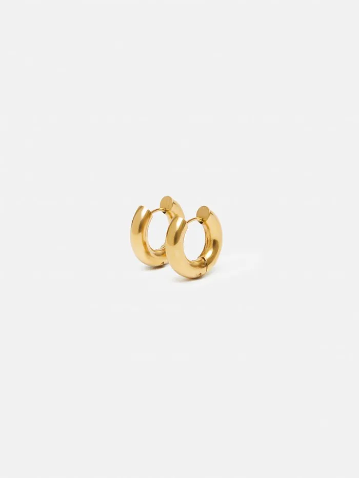 Jigsaw Chubby Hoop Earrings Gold Women Party