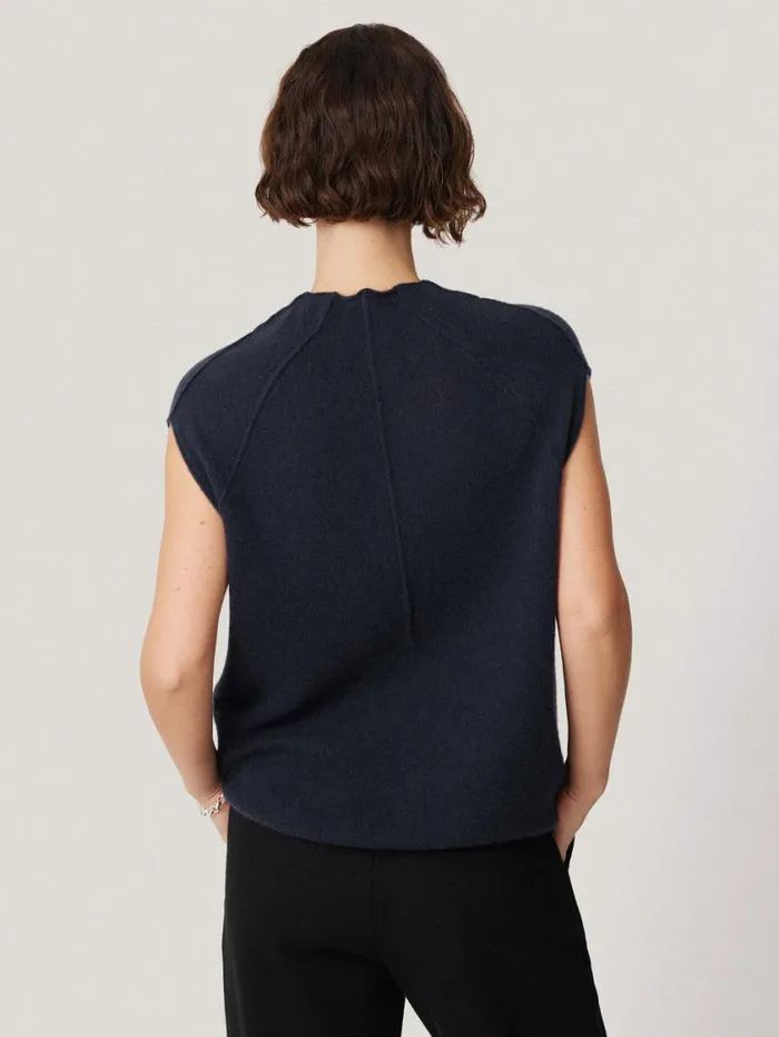 Jigsaw Cloud Cashmere Cap Sleeve Top Navy Women Knitwear and Cashmere