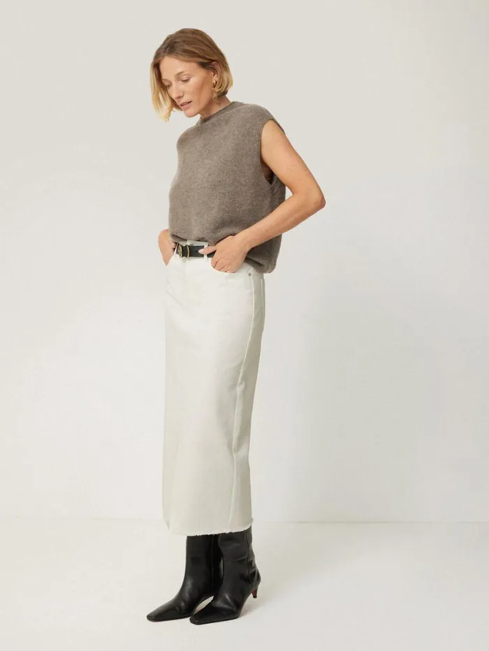 Jigsaw Cloud Cashmere Cap Sleeve Top Taupe Women Knitwear and Cashmere