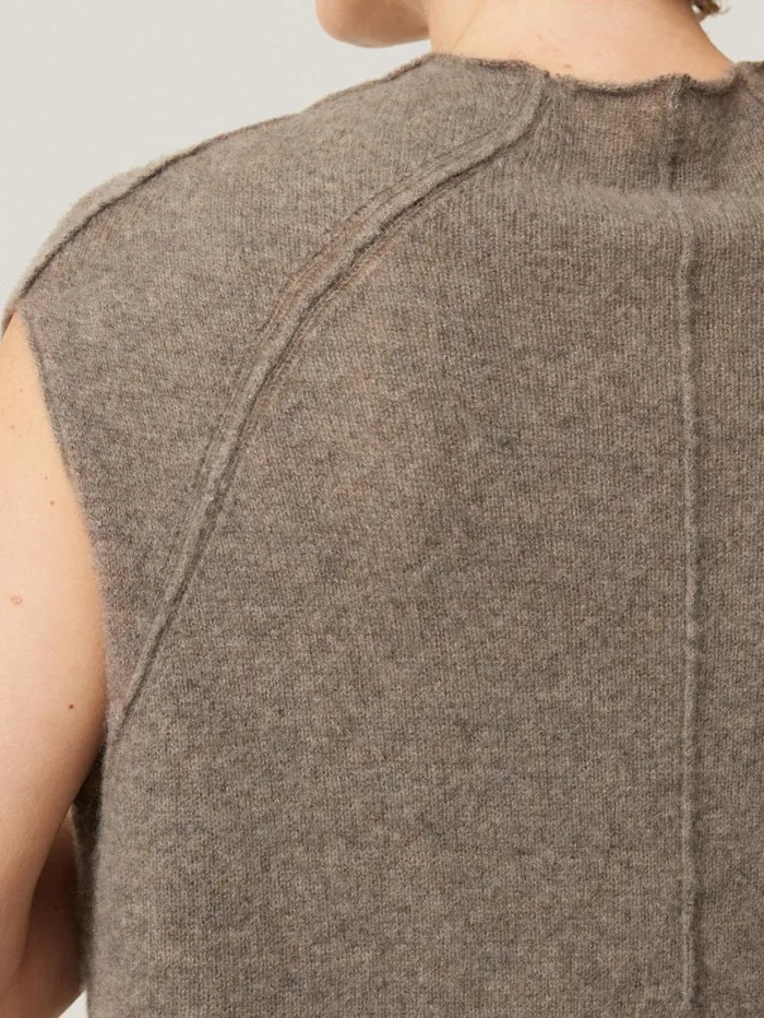 Jigsaw Cloud Cashmere Cap Sleeve Top Taupe Women Knitwear and Cashmere