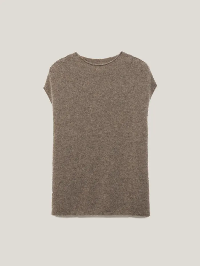 Jigsaw Cloud Cashmere Cap Sleeve Top Taupe Women Knitwear and Cashmere