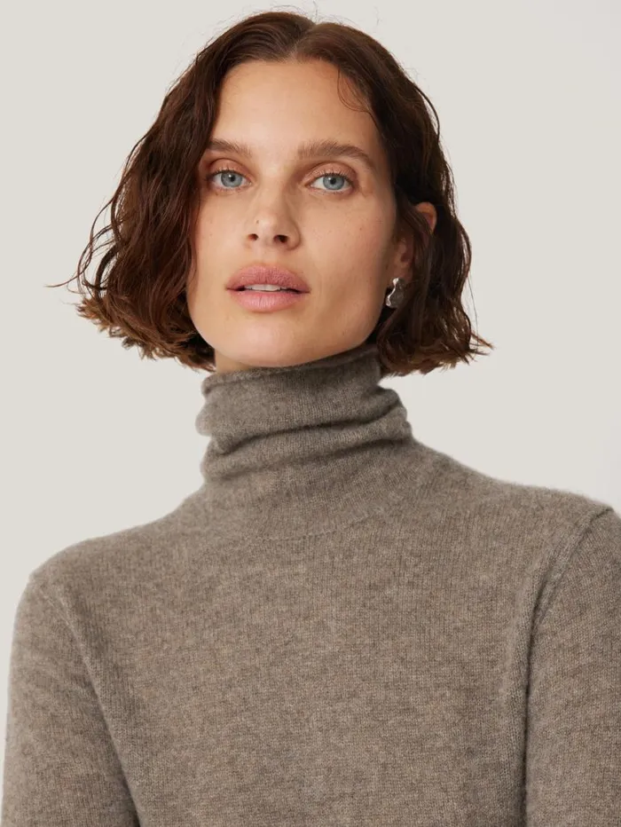 Jigsaw Cloud Cashmere Polo Jumper Taupe Women Knitwear and Cashmere