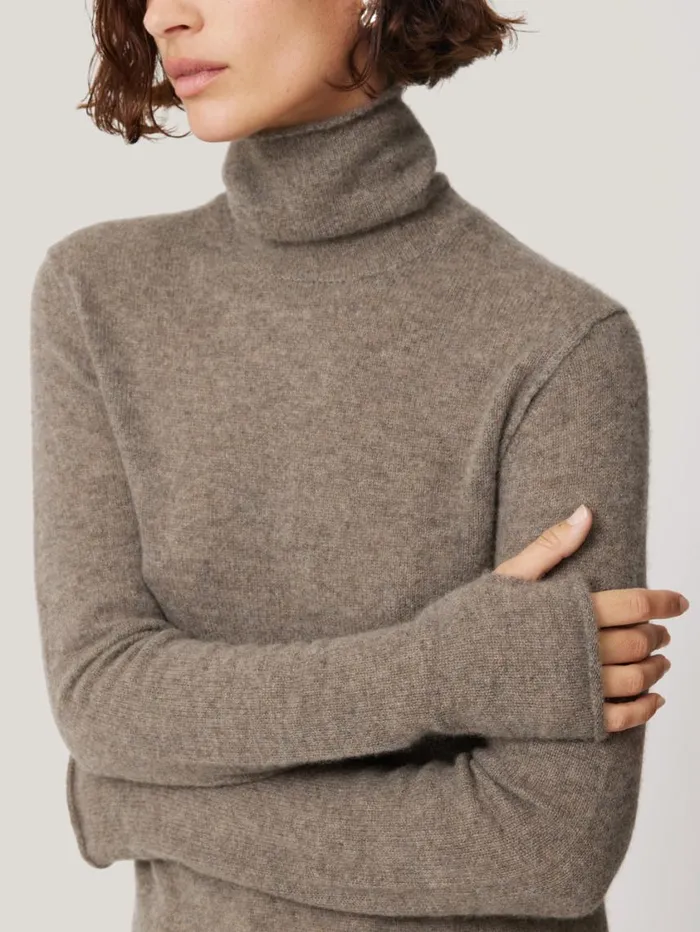 Jigsaw Cloud Cashmere Polo Jumper Taupe Women Knitwear and Cashmere