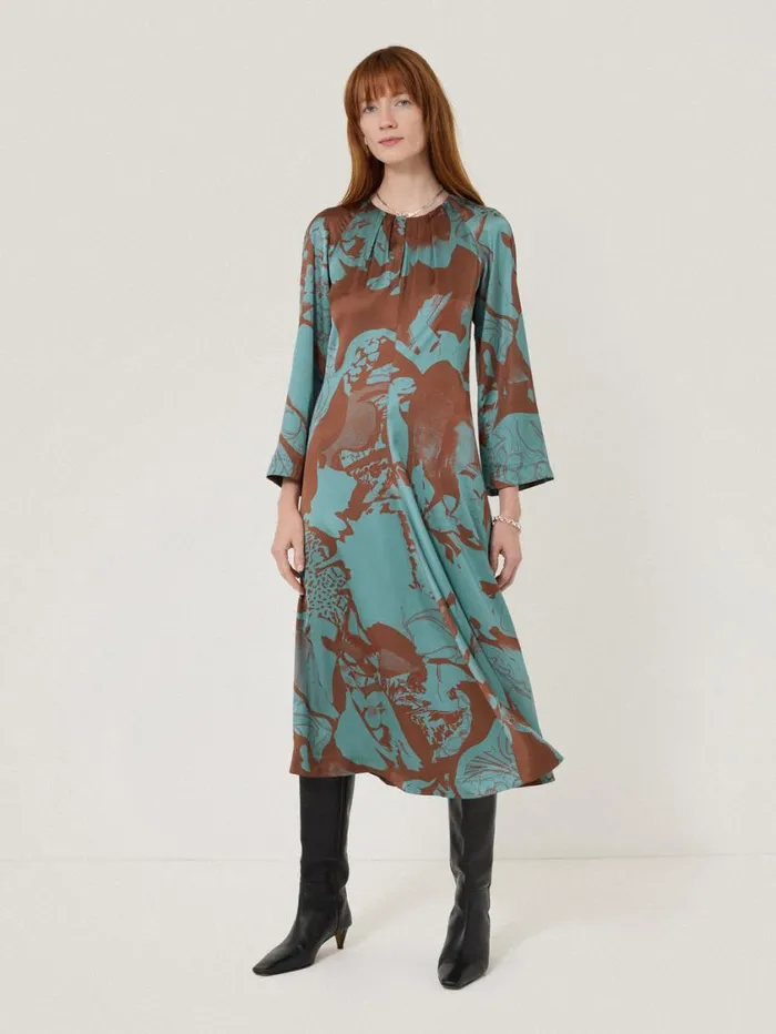 Jigsaw Collage Stitch Detail Dress Blue Women Dresses and Jumpsuits