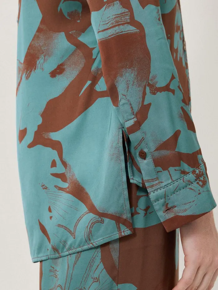 Jigsaw Collage Stitch Detail Shirt Blue Women Coords