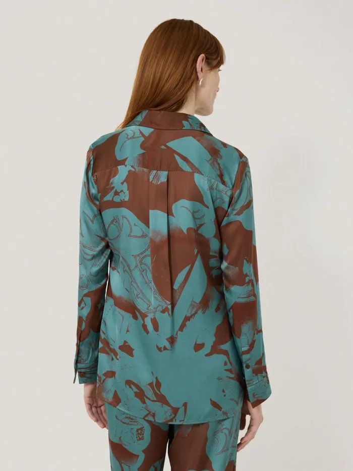 Jigsaw Collage Stitch Detail Shirt Blue Women Coords
