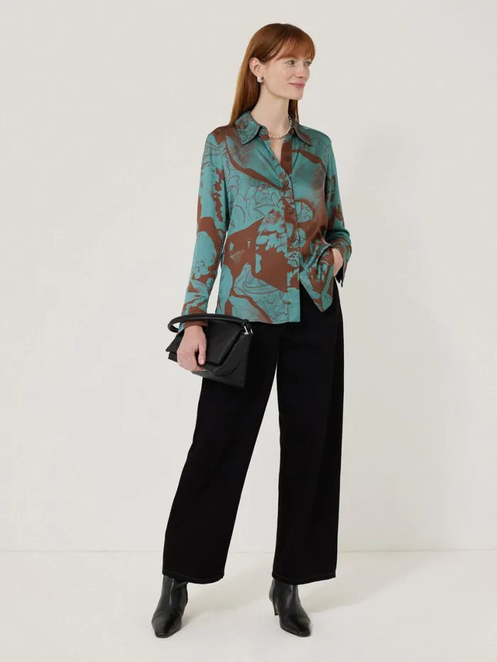 Jigsaw Collage Stitch Detail Shirt Blue Women Coords