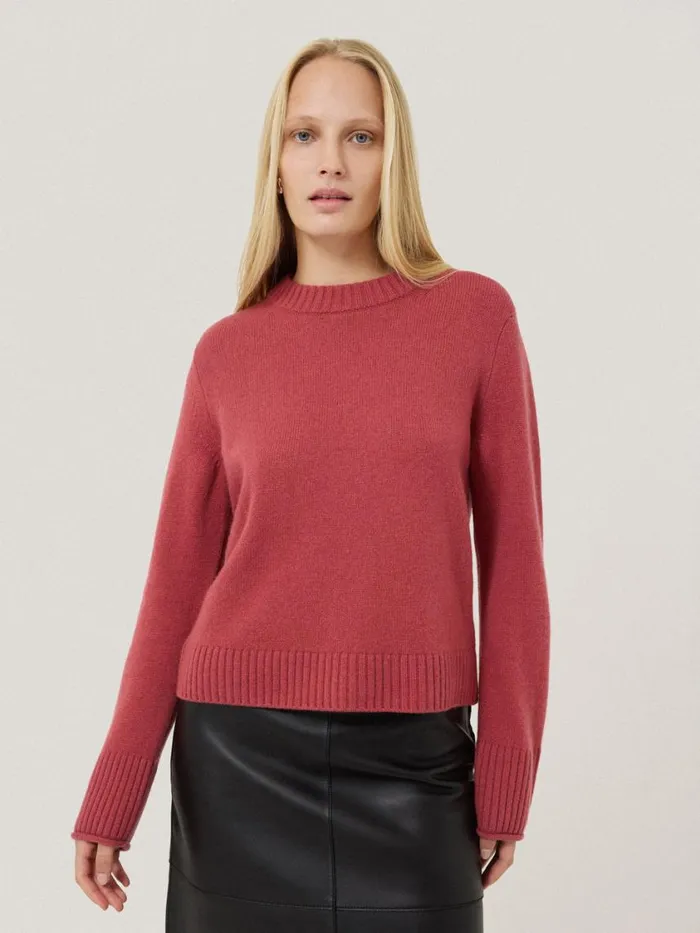Jigsaw Compact Wool Cashmere Blend Jumper Deep Rose Women Knitwear and Cashmere