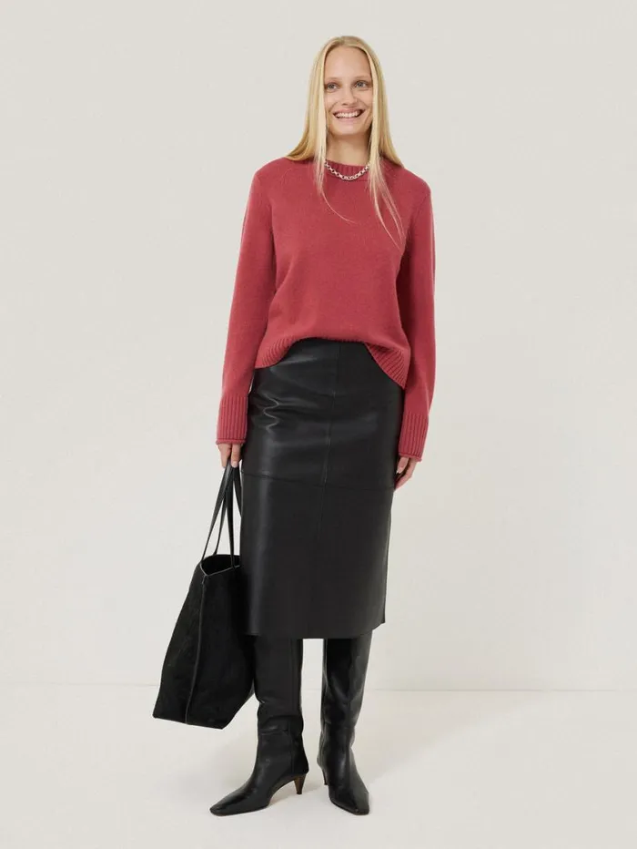 Jigsaw Compact Wool Cashmere Blend Jumper Deep Rose Women Knitwear and Cashmere