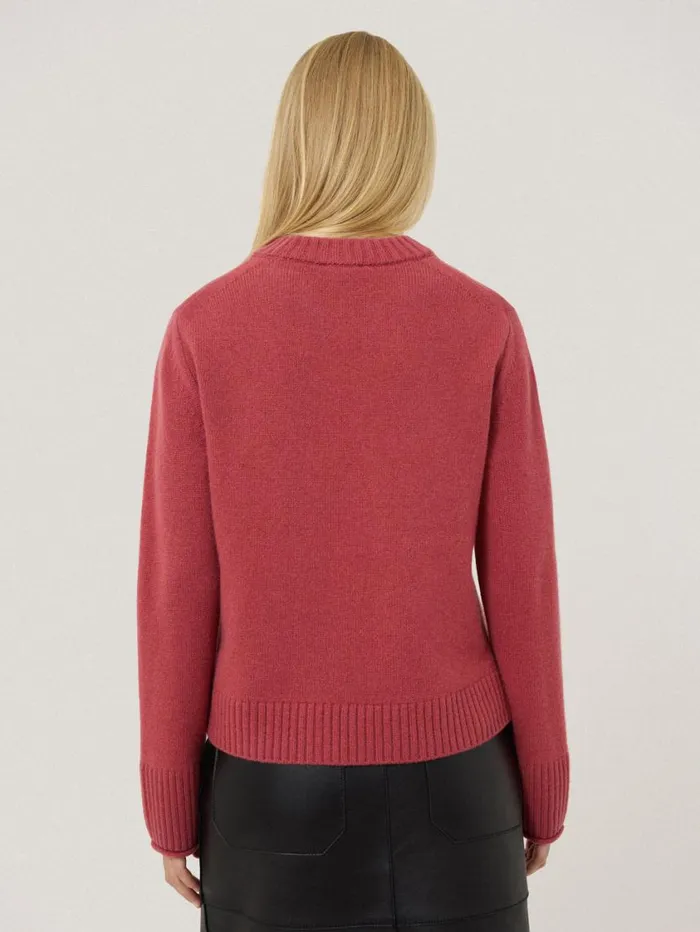 Jigsaw Compact Wool Cashmere Blend Jumper Deep Rose Women Knitwear and Cashmere