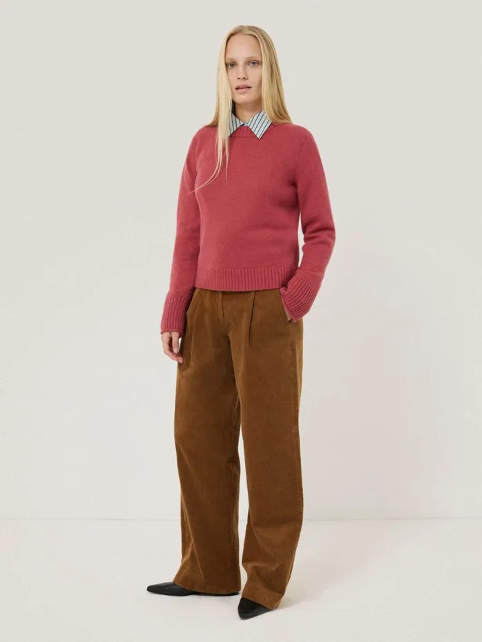 Jigsaw Compact Wool Cashmere Blend Jumper Deep Rose Women Knitwear and Cashmere