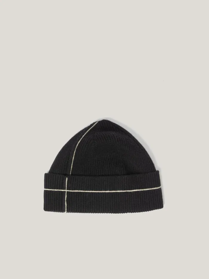 Jigsaw Contrast Stitch Beanie Black Women Knitwear and Cashmere