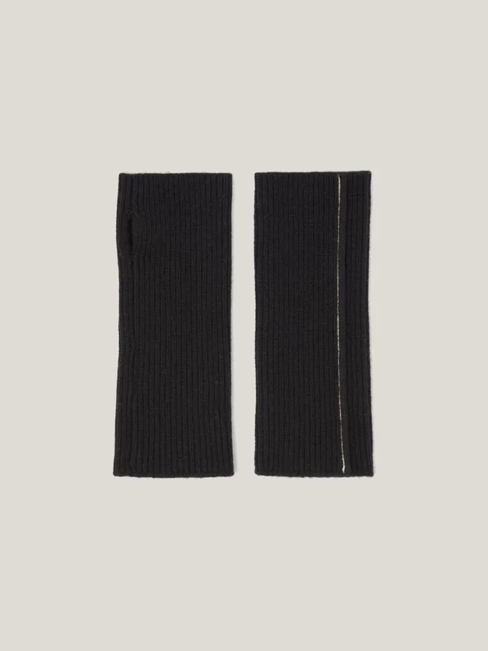 Jigsaw Contrast Stitch Mitten Black Women Knitwear and Cashmere