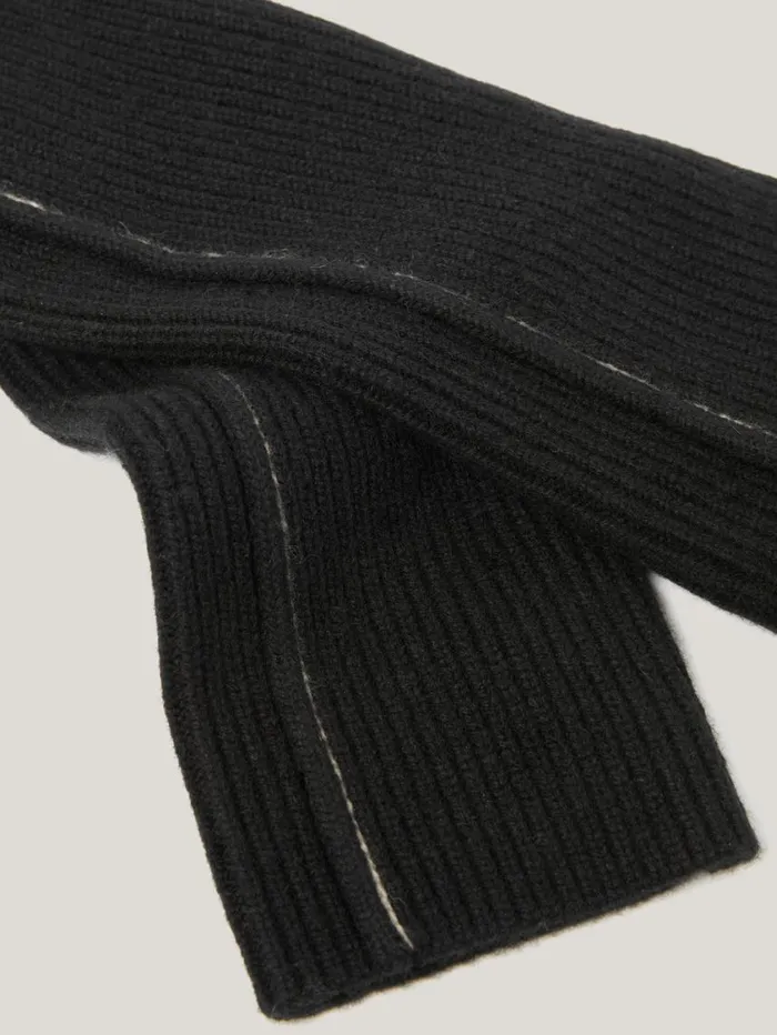 Jigsaw Contrast Stitch Mitten Black Women Knitwear and Cashmere