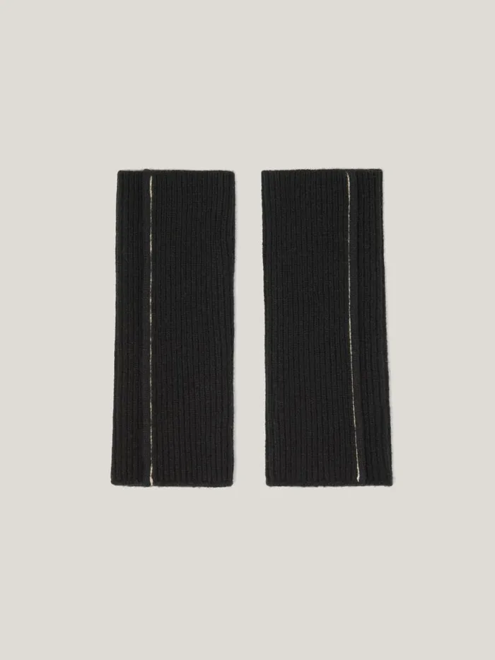 Jigsaw Contrast Stitch Mitten Black Women Knitwear and Cashmere