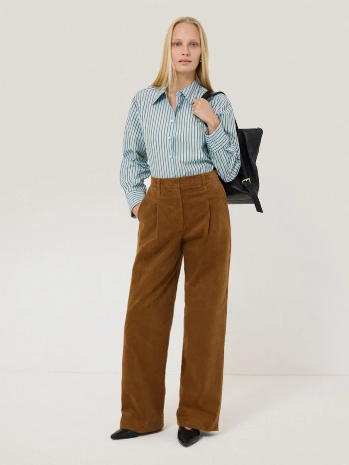 Jigsaw Cotton Stripe Shirt Blue Women Shirts and Tops