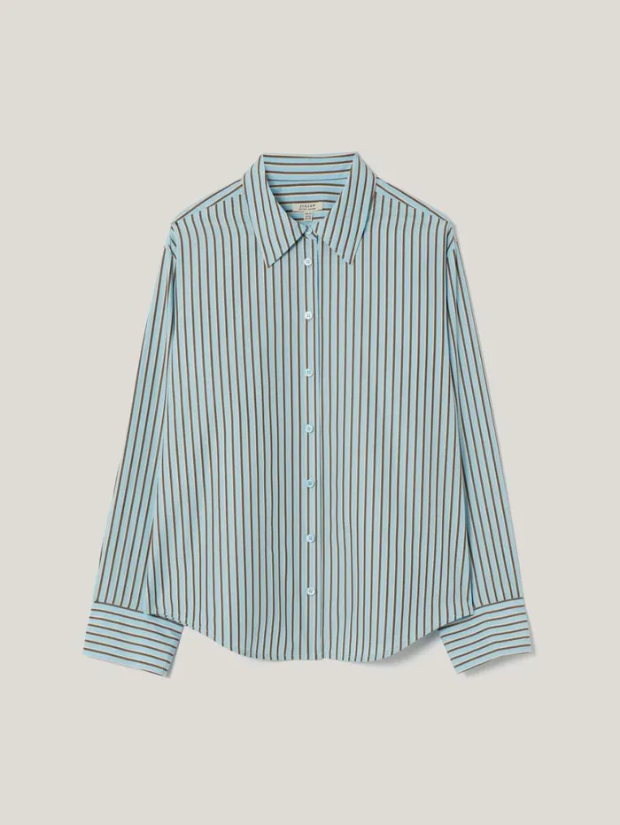 Jigsaw Cotton Stripe Shirt Blue Women Shirts and Tops