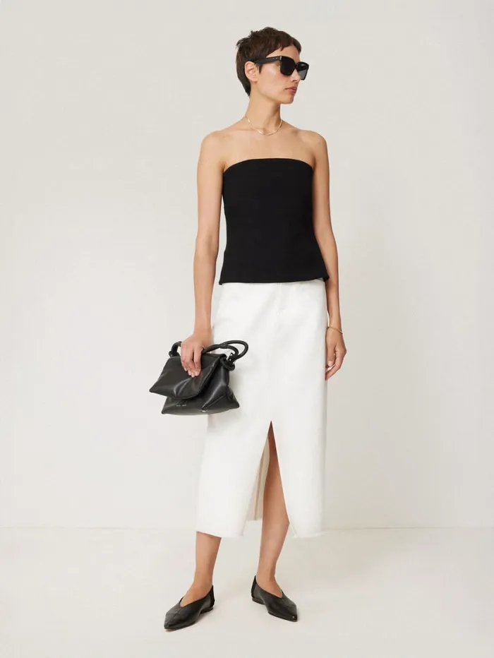 Jigsaw Crepe Ponte Jersey Strapless Top Black Women Shirts and Tops