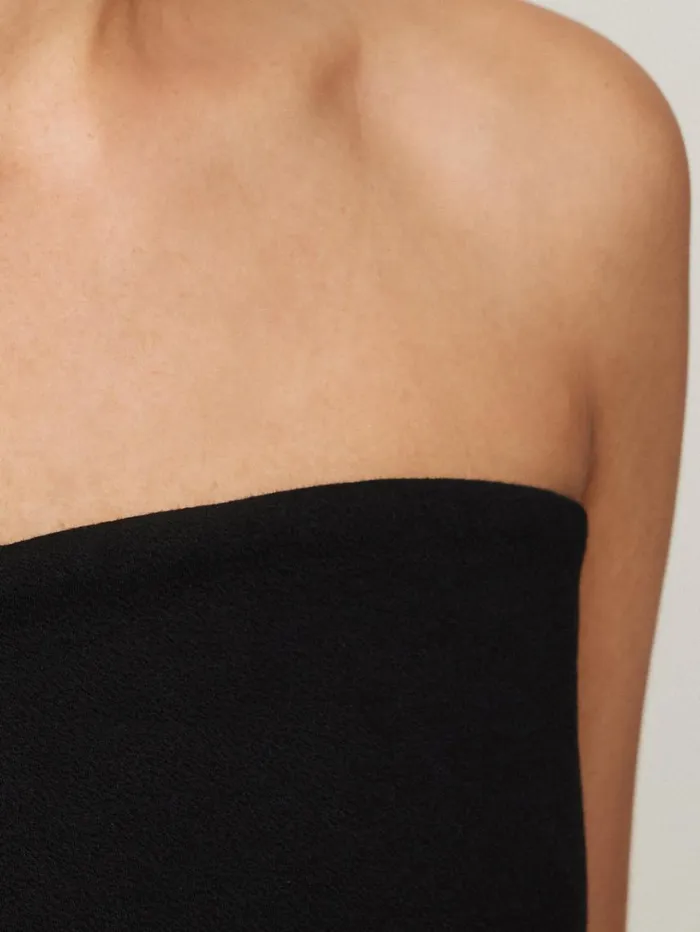 Jigsaw Crepe Ponte Jersey Strapless Top Black Women Shirts and Tops