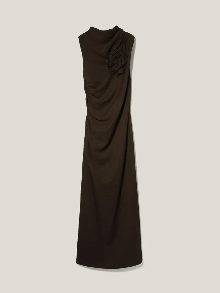 Jigsaw Crinkle Ruched Corsage Dress Dark Brown Women Party