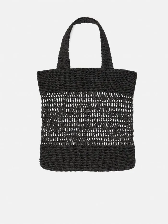 Jigsaw Crochet Tote Black Women Bags