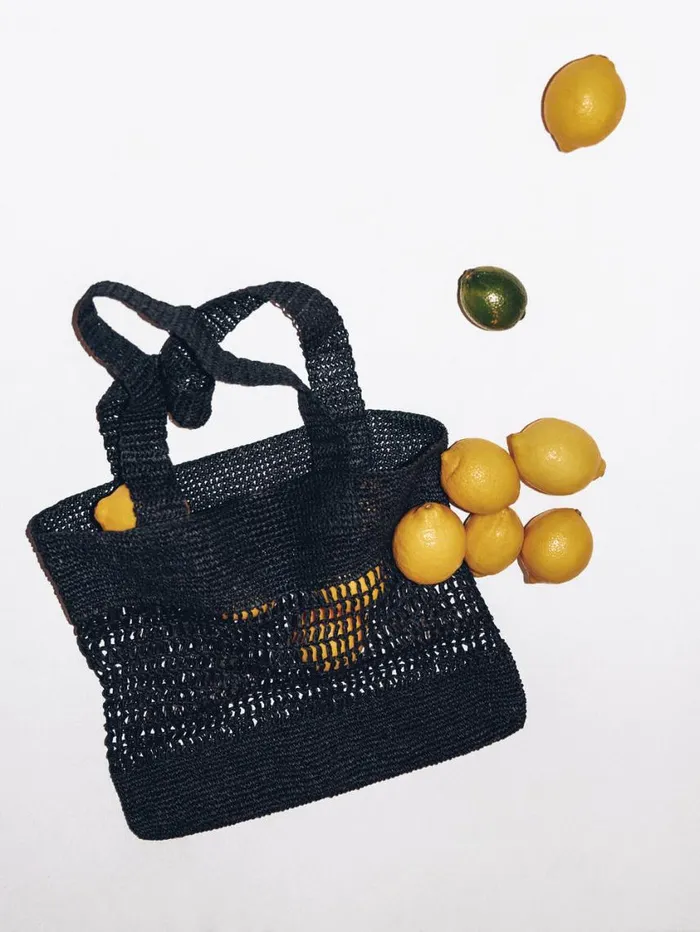 Jigsaw Crochet Tote Black Women Bags