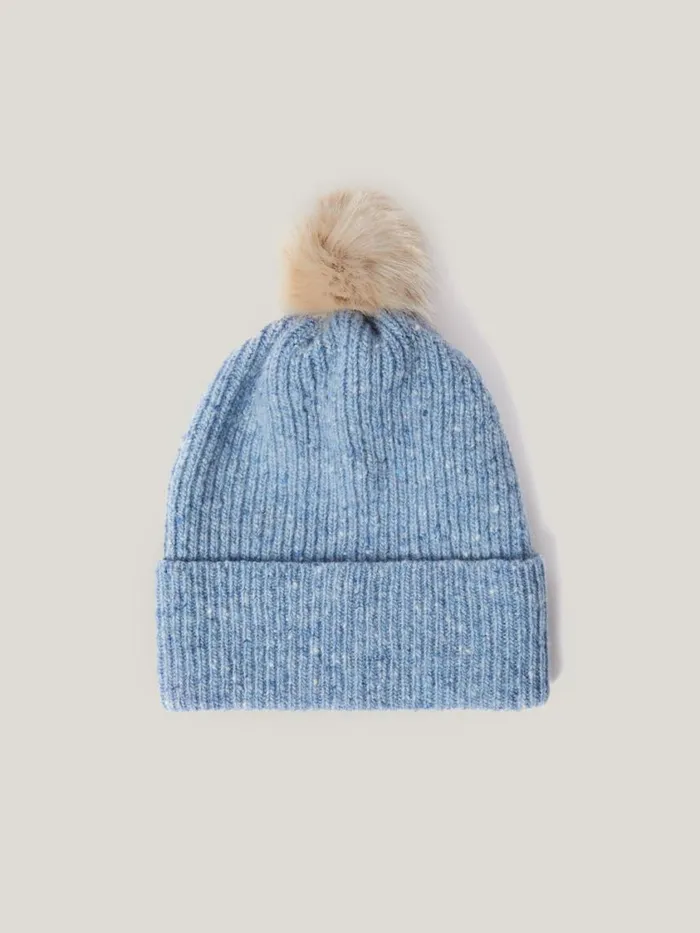 Jigsaw Donegal Pom Hat Blue Women Hats and Gloves
