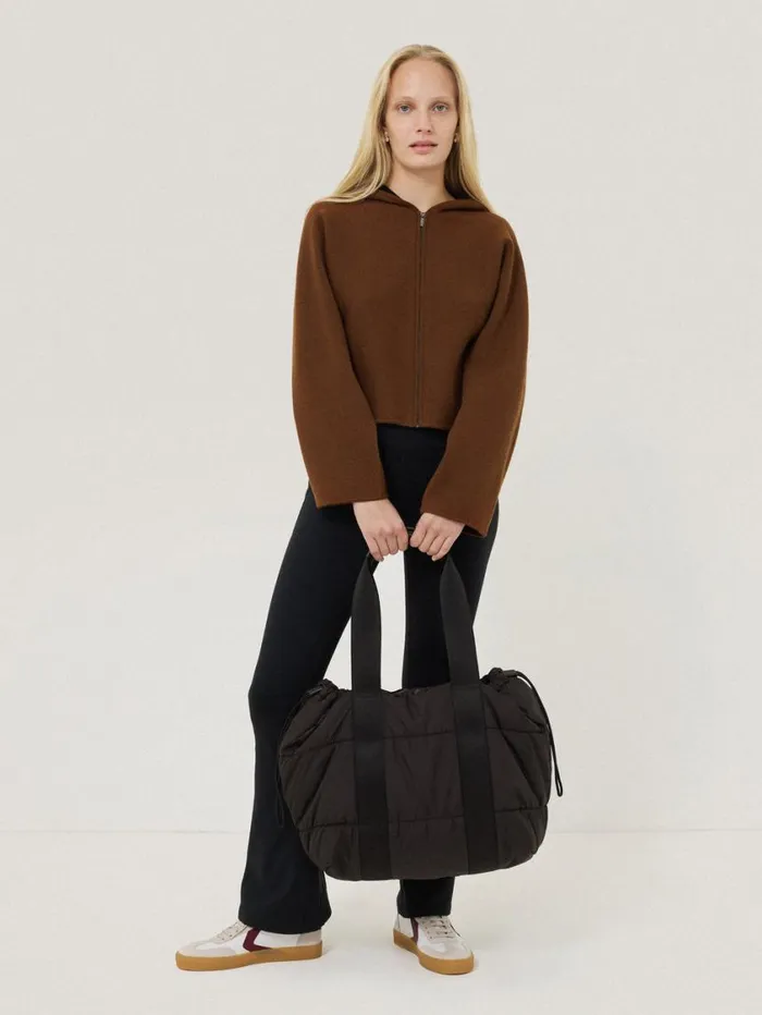 Jigsaw Double Face Zip Hoodie Brown Women Pyjamas and Loungewear