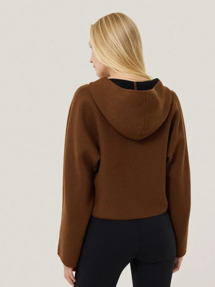 Jigsaw Double Face Zip Hoodie Brown Women Pyjamas and Loungewear