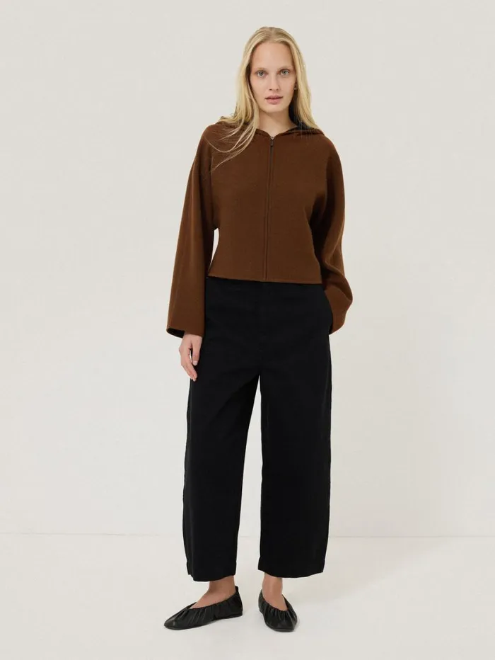 Jigsaw Double Face Zip Hoodie Brown Women Pyjamas and Loungewear