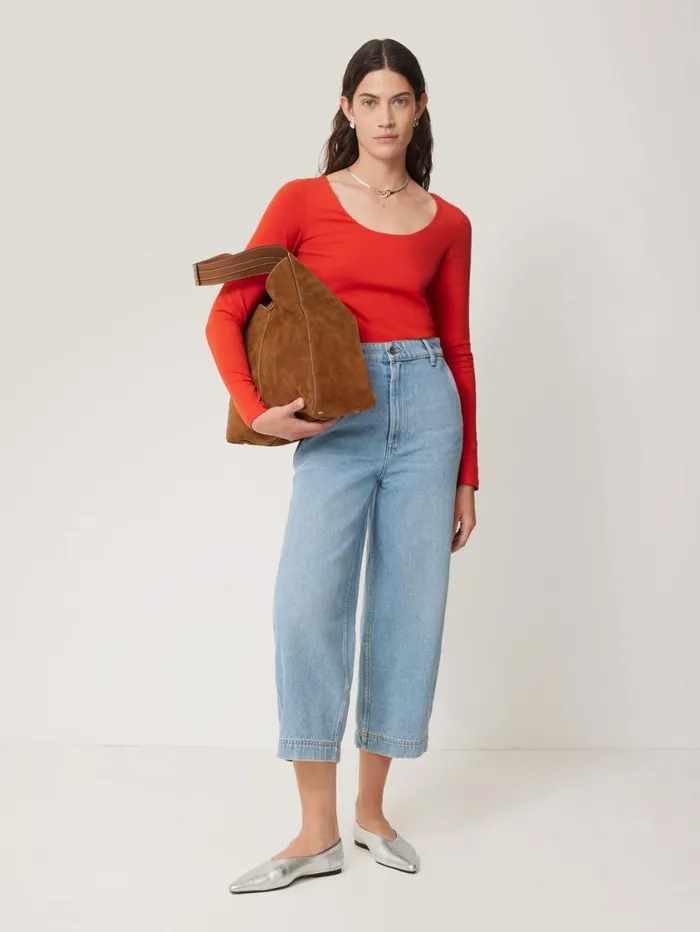 Jigsaw Double Front Ballet Neck Top Spice Orange Women Shirts and Tops