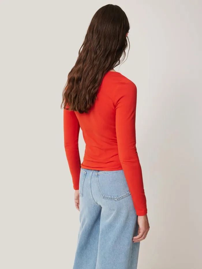 Jigsaw Double Front Ballet Neck Top Spice Orange Women Shirts and Tops
