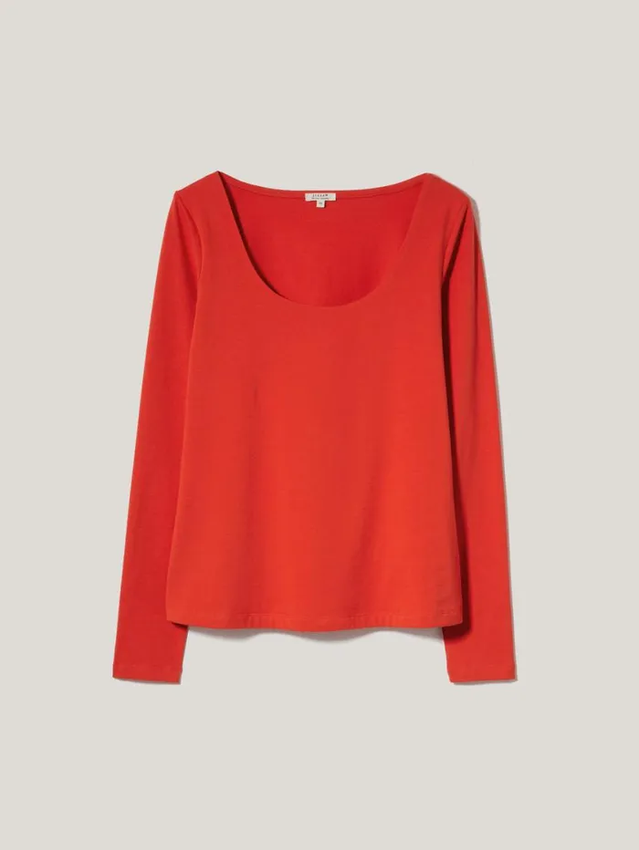 Jigsaw Double Front Ballet Neck Top Spice Orange Women Shirts and Tops