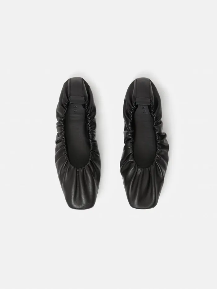 Jigsaw Elasticated Ballerina Black Women Leather