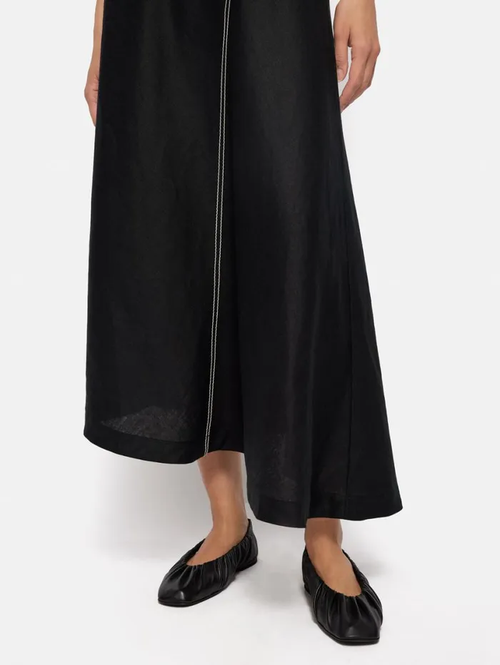 Jigsaw Elasticated Ballerina Black Women Leather