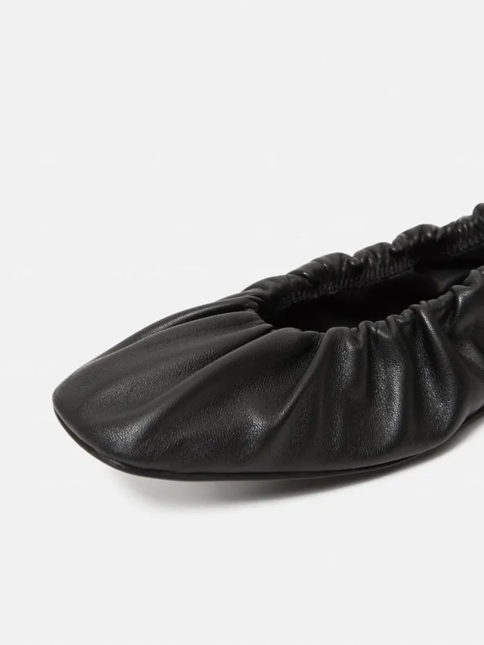Jigsaw Elasticated Ballerina Black Women Leather