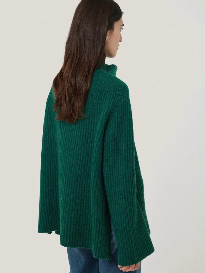 Jigsaw Faroe Fishermans Rib Jumper Green Women Knitwear and Cashmere