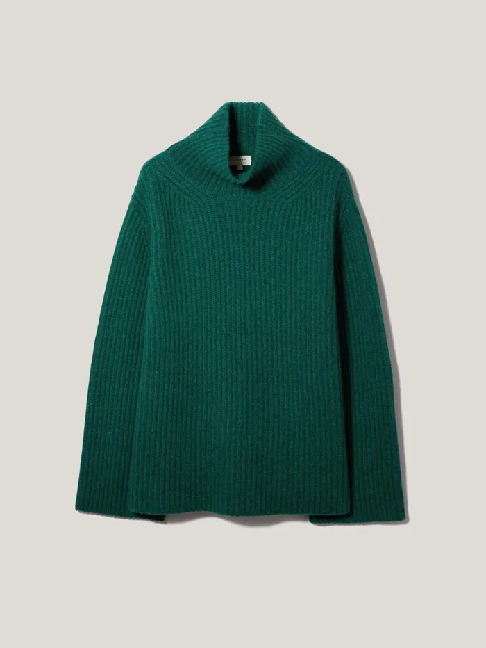 Jigsaw Faroe Fishermans Rib Jumper Green Women Knitwear and Cashmere