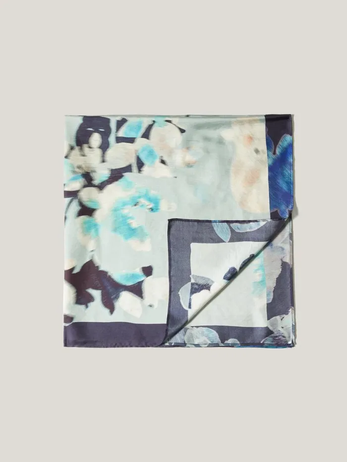 Jigsaw Floral Drift Silk Twill Scarf Blue Women Ponchos and Scarves