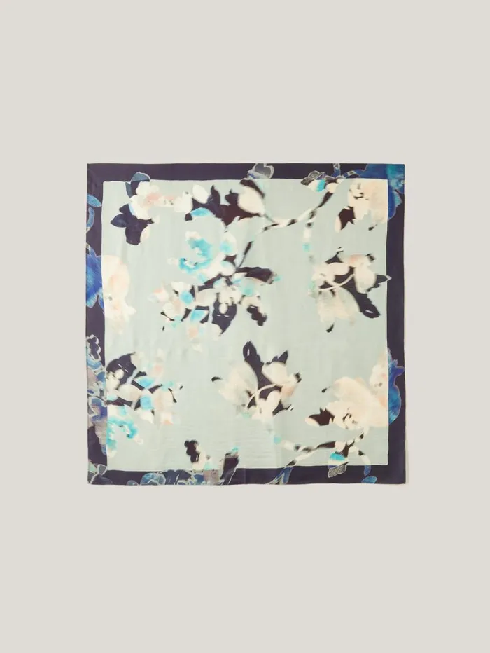 Jigsaw Floral Drift Silk Twill Scarf Blue Women Ponchos and Scarves